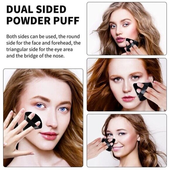 6pc Make Up Powder Puffs Triangular Velvet Puff With Ribbon Holder - Brand New - Picture 6 of 6